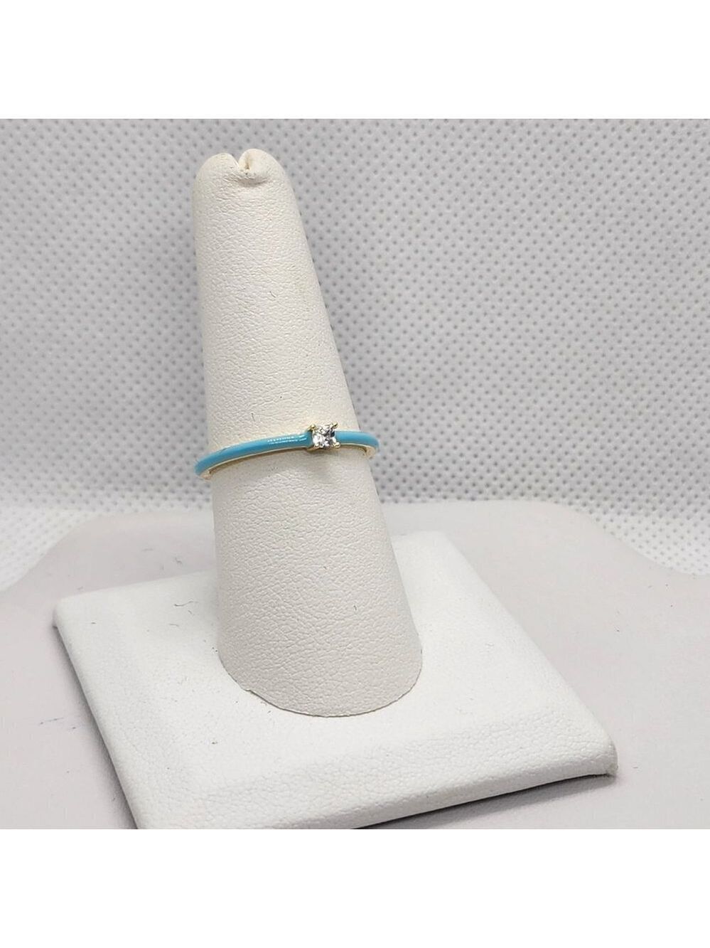 Brand New Sterling Silver 925 Light Blue enamel Ring / band